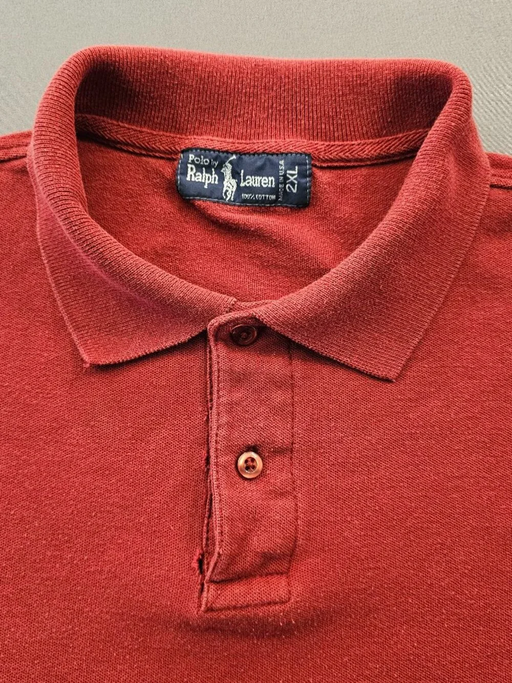 Vintage Polo by Ralph Lauren Made in USA Red Polo Shirt 2XL 90s USA Rare